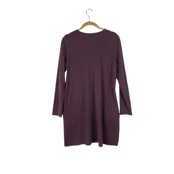 Pure Jill J Jill Tunic Shift Dress Eggplant Brown Pima Blend Long Sleeve Small - Picture 2 of 7